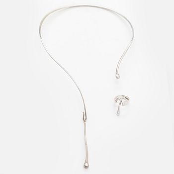 Bernt Högkvist, collier och ring, silver, Sten & Laine, Åbo.