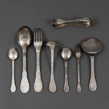 EVALD NIELSEN, bestick 32 delar, silver, design no 13, jugend, Danmark, 1920-tal.