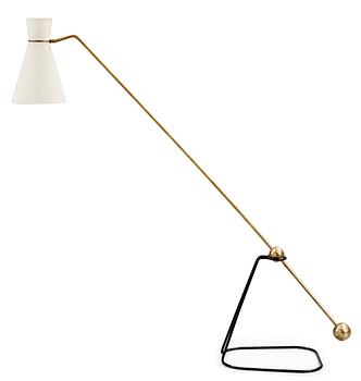 A Pierre Guariche brass and black lacquered metal 'Equilibrium' floor lamp,  France 1950's.