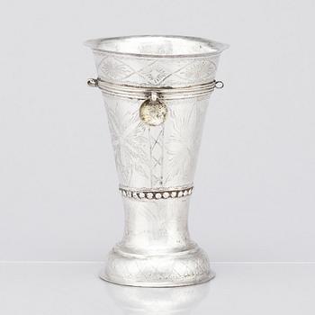 A Norwegian 19th century silver beaker, unidentified makers mark HM, Bergen 1822.