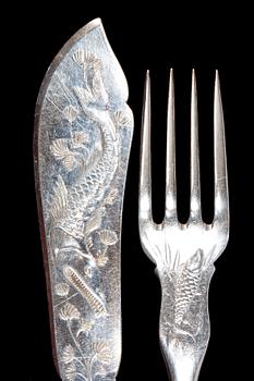 FISKBESTICK, 12+12 delar, nysilver.