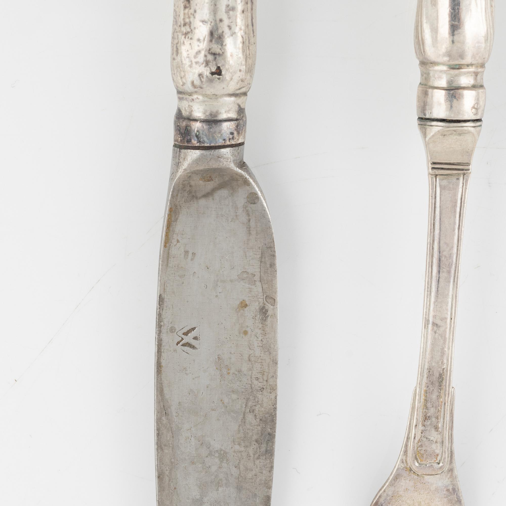 Isak Trybom, bestick, 15 st, silver, Rokoko, Stockholm, bl a 1770.