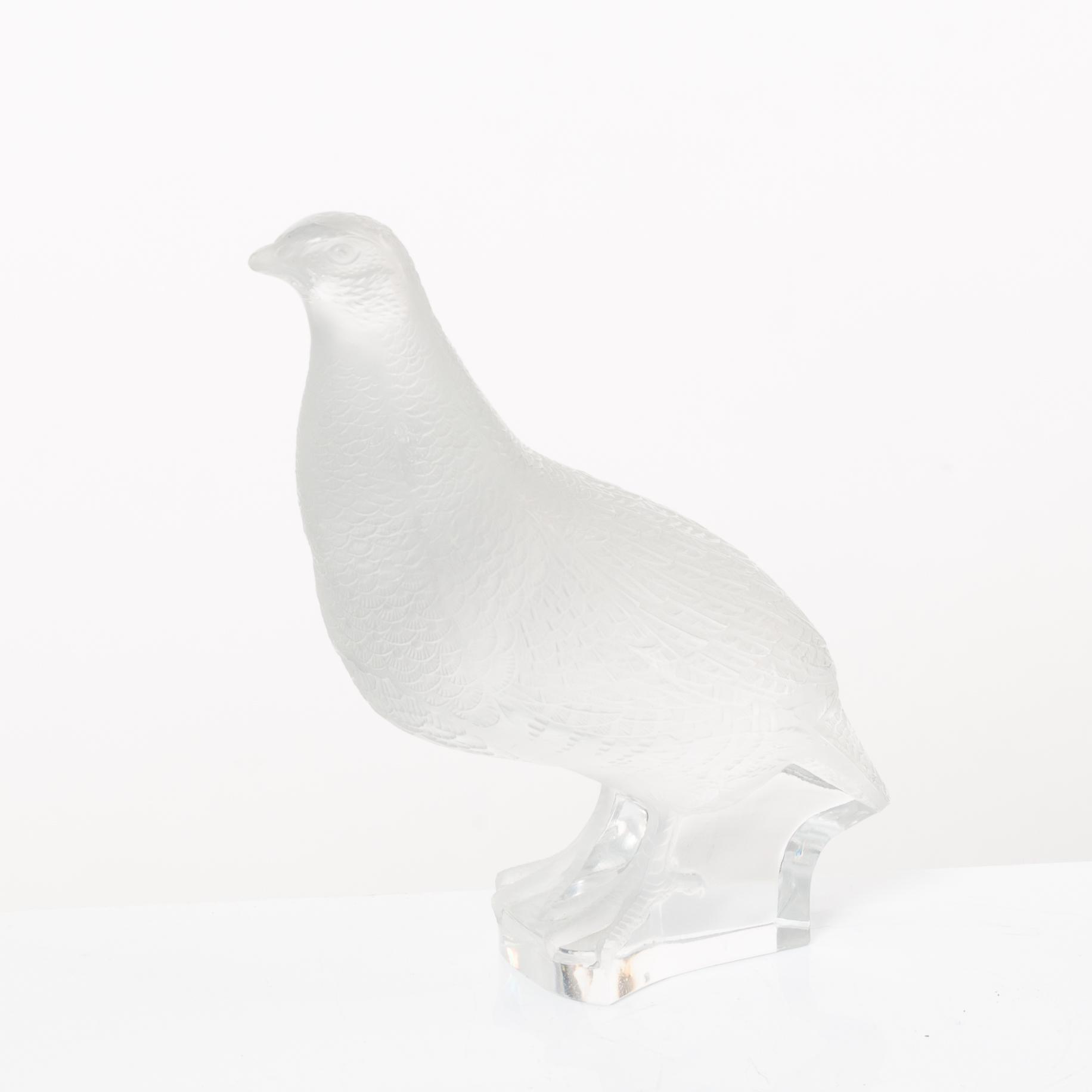 9 glass figurines, Lalique, France.