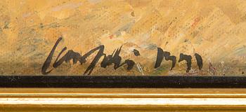 Olli Joki, oil on board, signed and dated 1991.