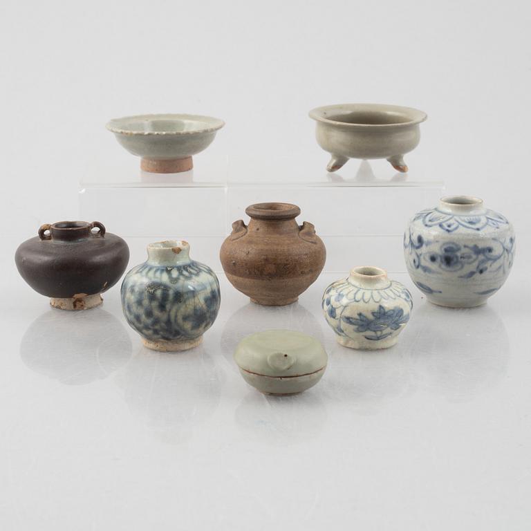 A group of eight Chinese miniature ceramics, including Song dynasty.