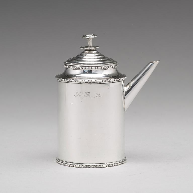 A Swedish Gustavian 18th century silver coffee-pot, mark of Pehr Zethelius, Stockholm 1807.