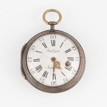 A silver pocket watch by J. Kock (royal watchmaker, active in Stockholm 1762-1803), 1772.