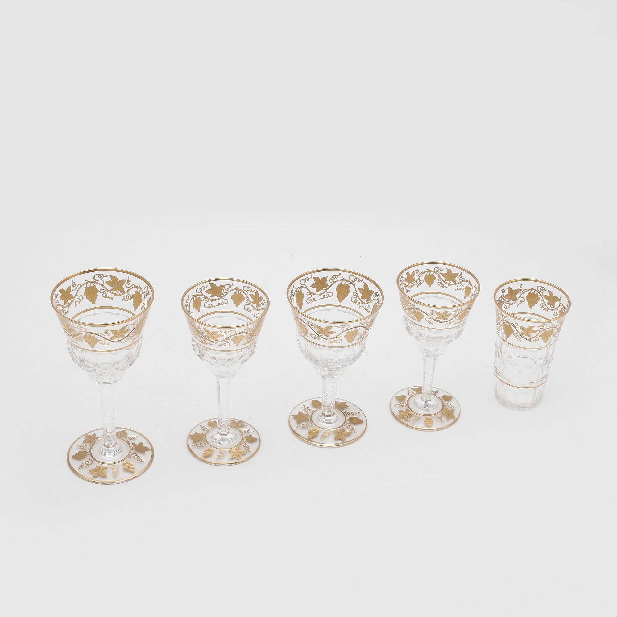 SERVISDELAR, 42st, kristall, "Pampre D'Or", Val St. Lambert, Belgien, 1930-tal.