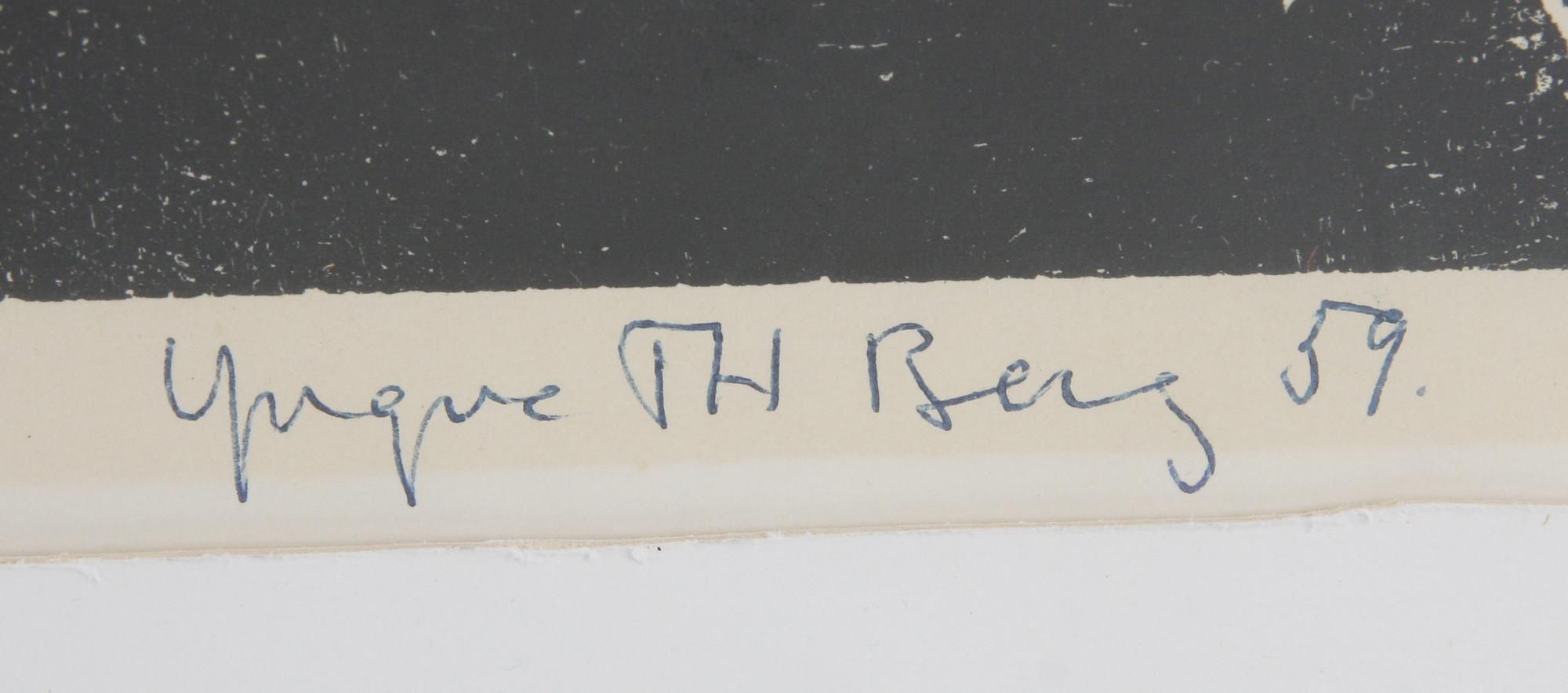 YNGVE BERG, träsnitt sign och dat-59 samt tryckplatta.