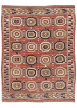 233. Märta Måås-Fjetterström, a 'Röda åttan' carpet, flat weave, c. 267 x 202 cm, signed MMF.