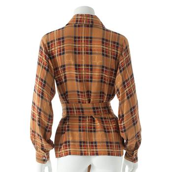 YVES SAINT LAURENT, a brown beige silk blouse.