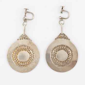 Lars Arby, two pairs of earrings, sterling silver and enamel, Gothenburg 1969 and 1983.