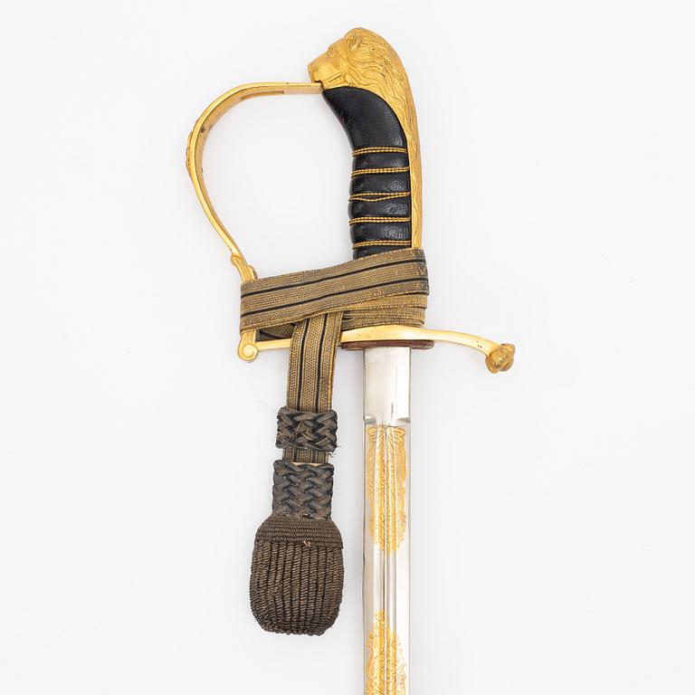 A Swedish infantry officer's sword, with scabbard.