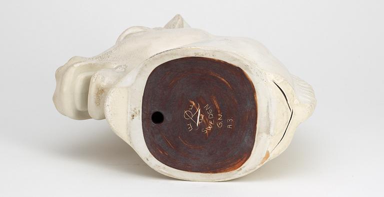 A Gunnar Nylund stoneware sculpture of a horse's head, Rörstrand.