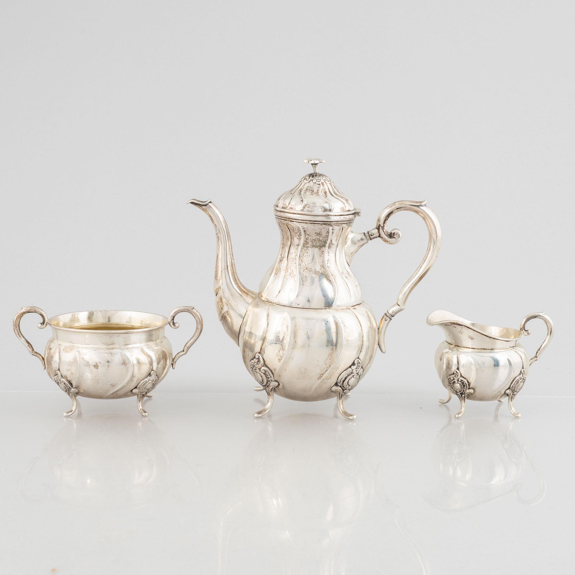 A 3-piece silver coffee service, Swedish import marks, first half/mid 20th century.