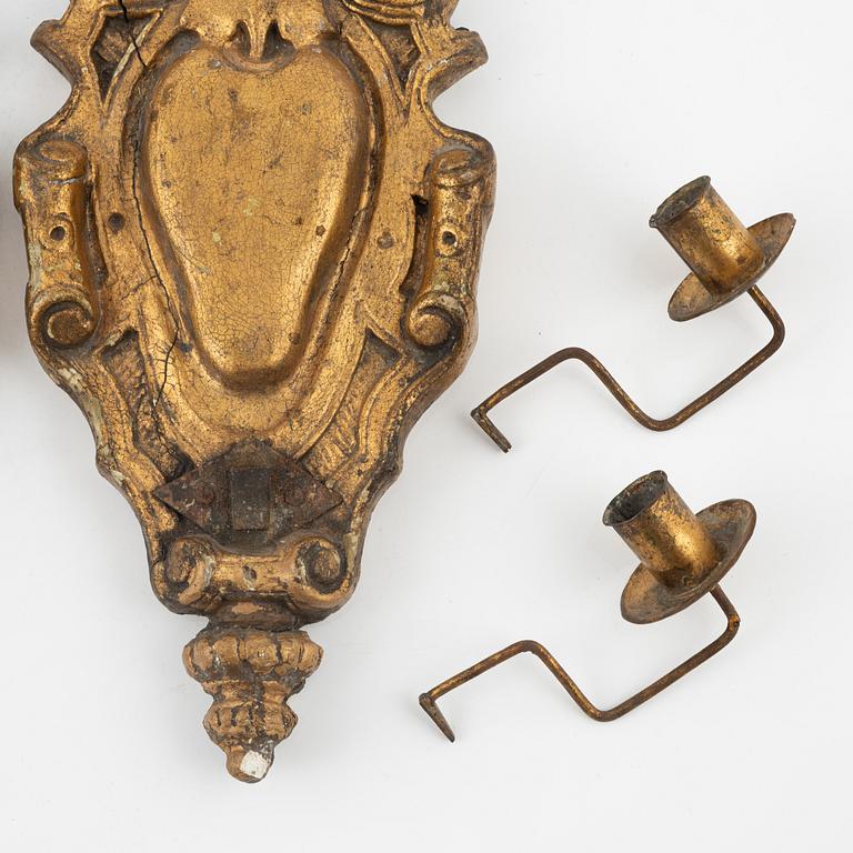 A pair of one-light giltwood wall-lights from Gustav III's opera ( (1782-1892), 19th Century.