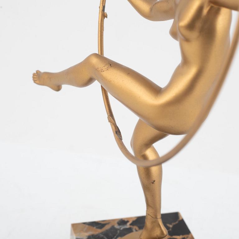 Max Le Verrier, efter, "Briand", figurin, art deco stil, idrottande kvinna, Frankrike, 1900-tal.