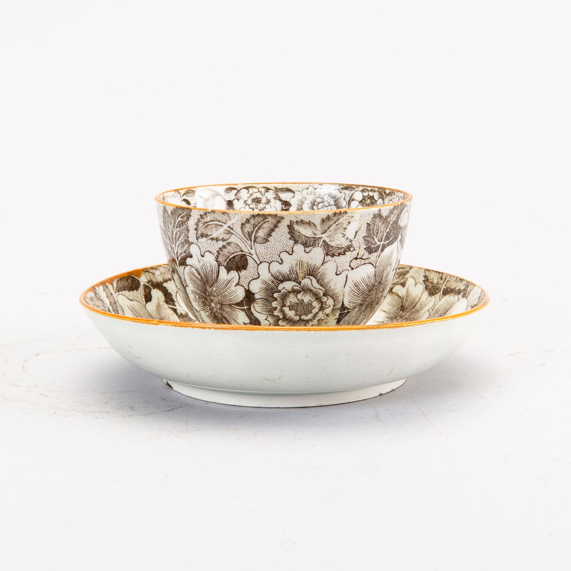 A Chinese 18th century porcelain teacup and saucer.