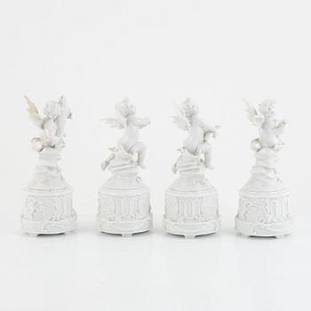 Table decorations, 5 pieces, porcelain, Naples and Naples-like mark, 20th century.