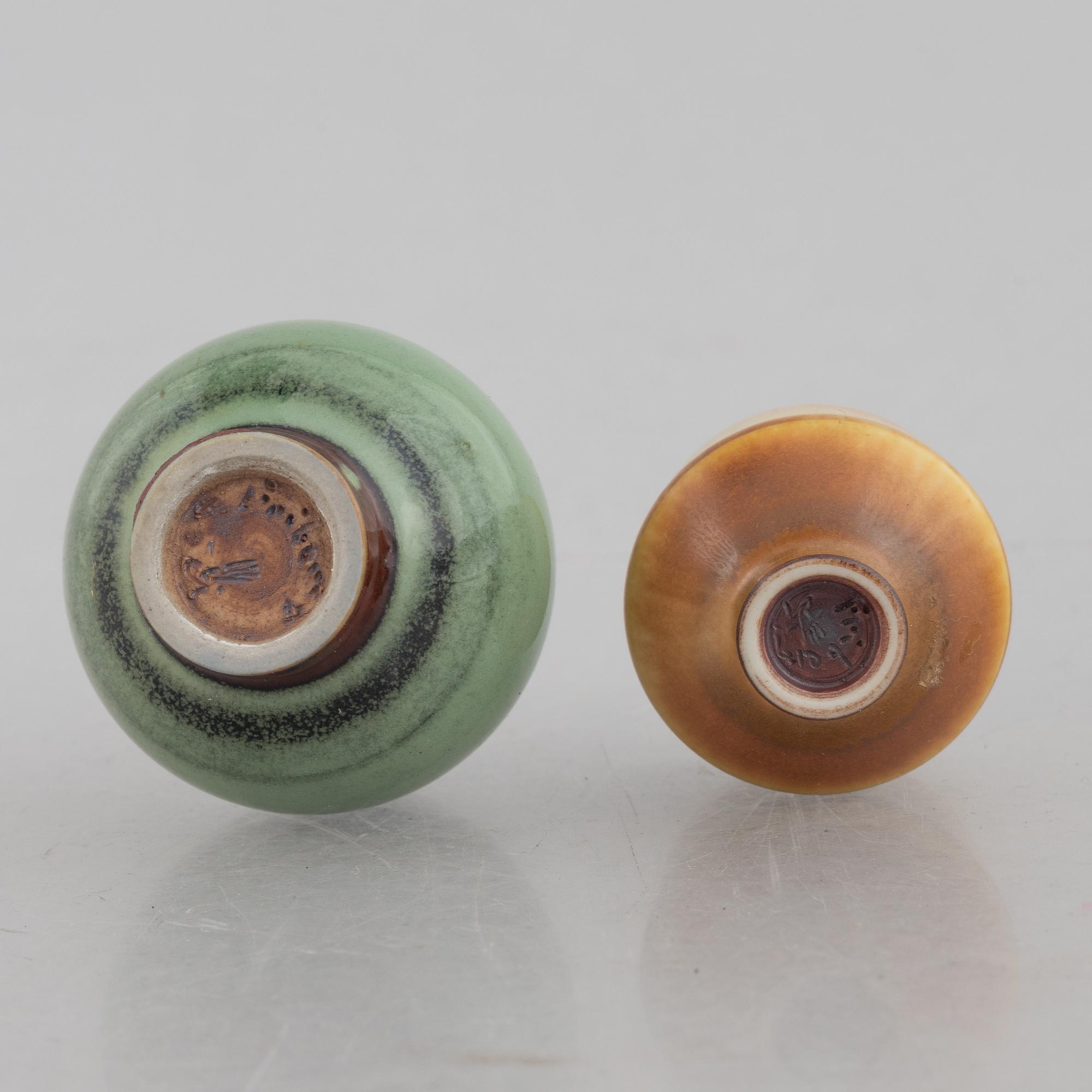 Berndt Friberg, a set of five stoneware miniatures, Gustavsberg Studio.