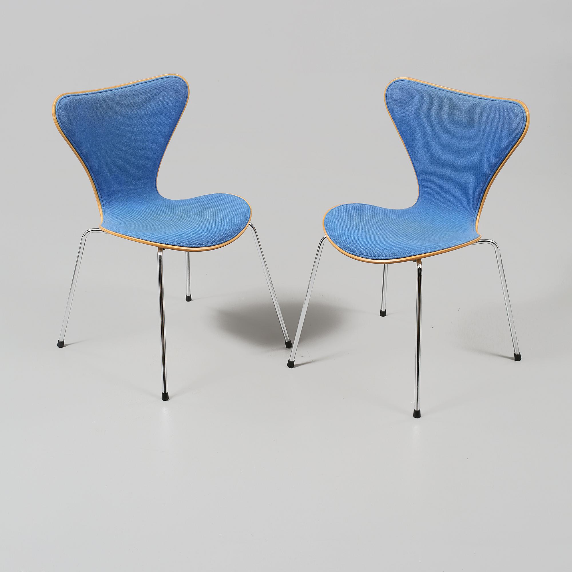 STOLAR, 4 st, "Sjuan", Arne Jacobsen, Fritz Hansen, sent 1900-tal.