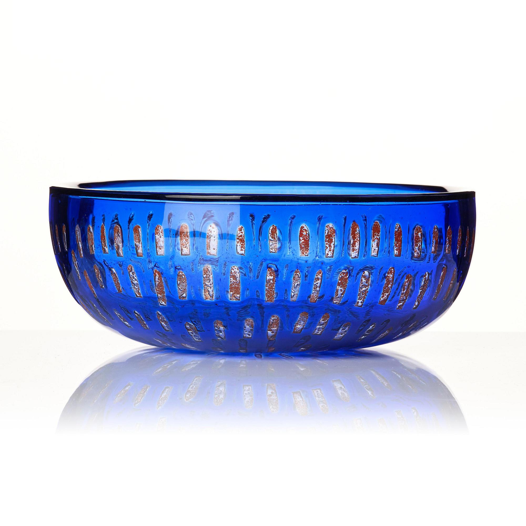 Sven Palmqvist, a ravenna glass bowl, Orrefors, Sweden, 1975, no 6228.