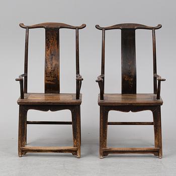 A pair of chinese chairs, Qing dynasty (1664-1912).