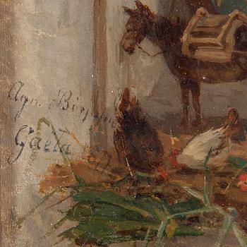 AGNES BÖRJESSON, oil painting on canvas. Signed and dated Gaeta 1877.