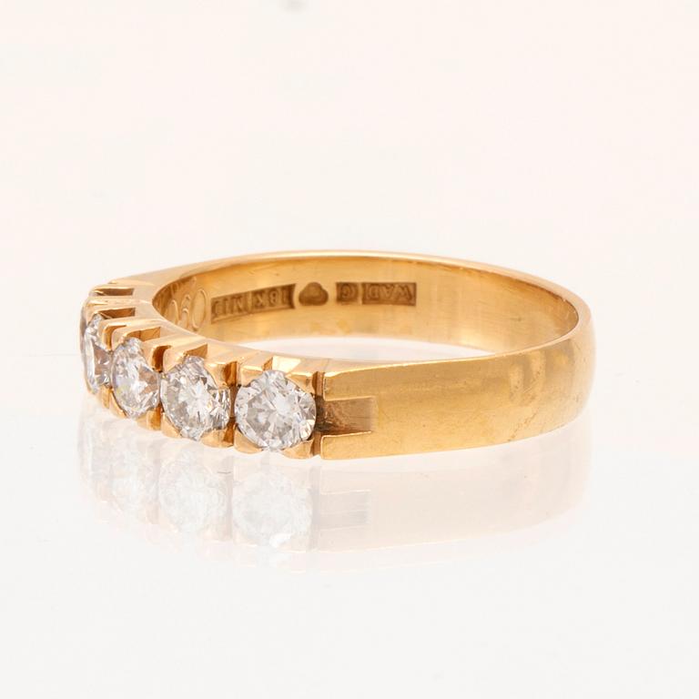 Ring halvallians 18K guld med runda briljantslipade diamanter, Wadring-Juvel Karlskrona 1986.