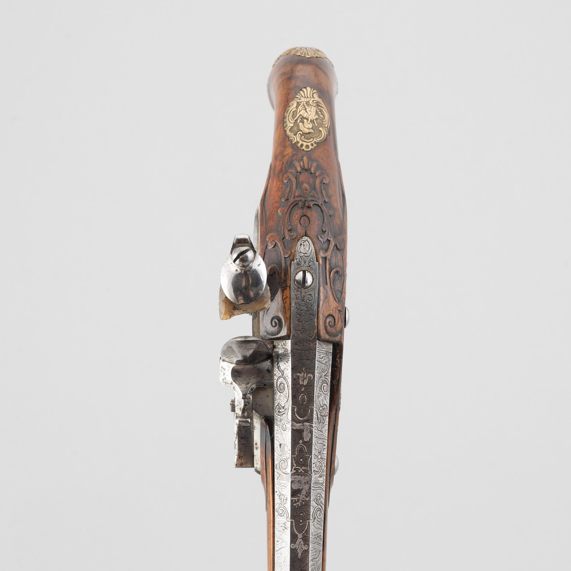 Flintlåspistoler, ett par, Joakim Rosenberg, Stralsund, 1700-talets första hälft.