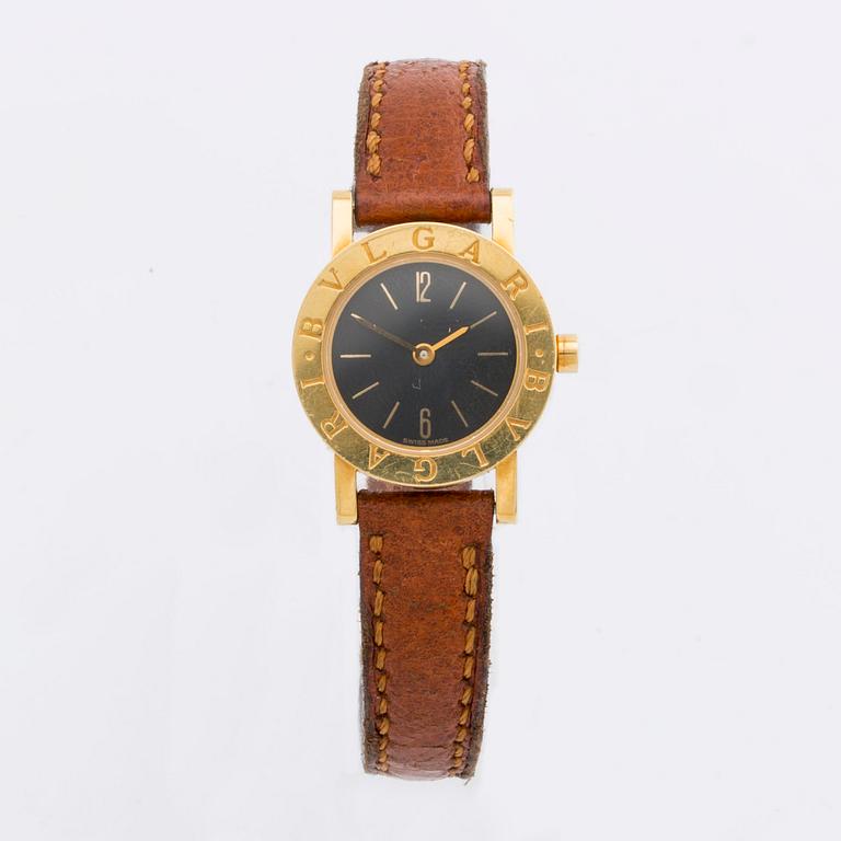 BVLGARI, wristwatch, 18K gold, 23 mm, Ref nr BB 23 GL, black dial, quartz.