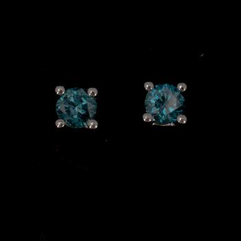 ÖRHÄNGEN, vitguld 18K, blå briljantslipade diamanter, tot 0,25ct.