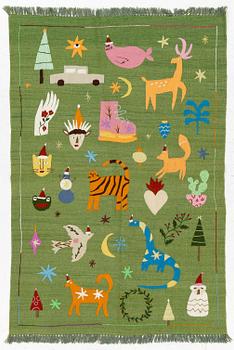 Rug, hand-embroidered Kelim, c. 174 x 122 cm.