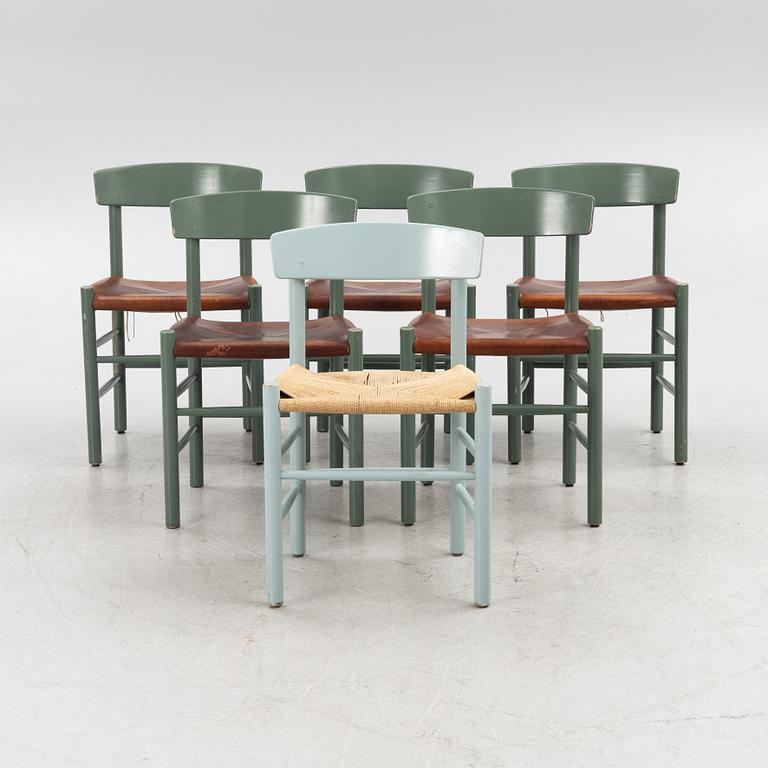 Børge Mogensen, six 'J39' chairs, Fredericia, Denmark.