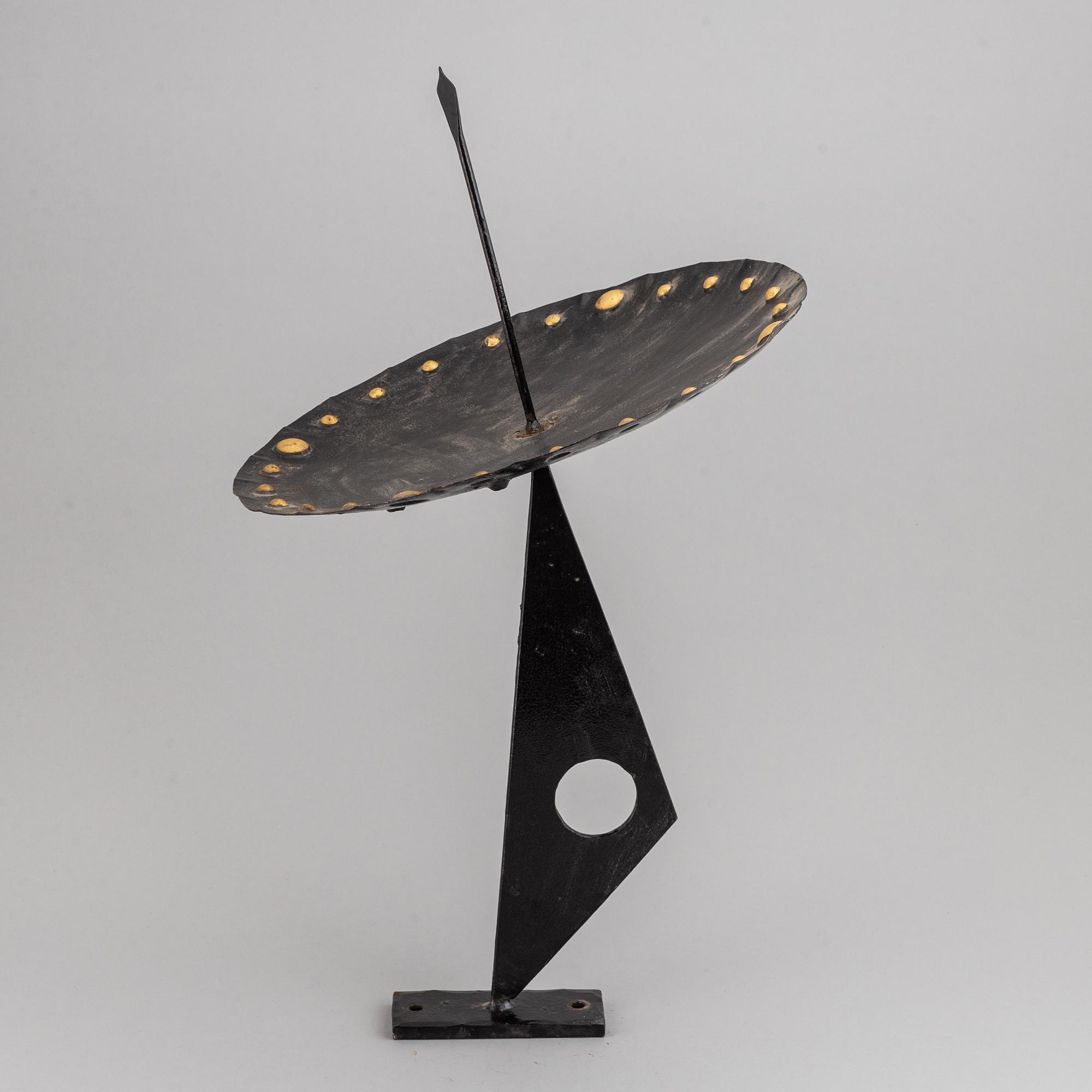 A 20th century painted metal sun dia, signed SLl.