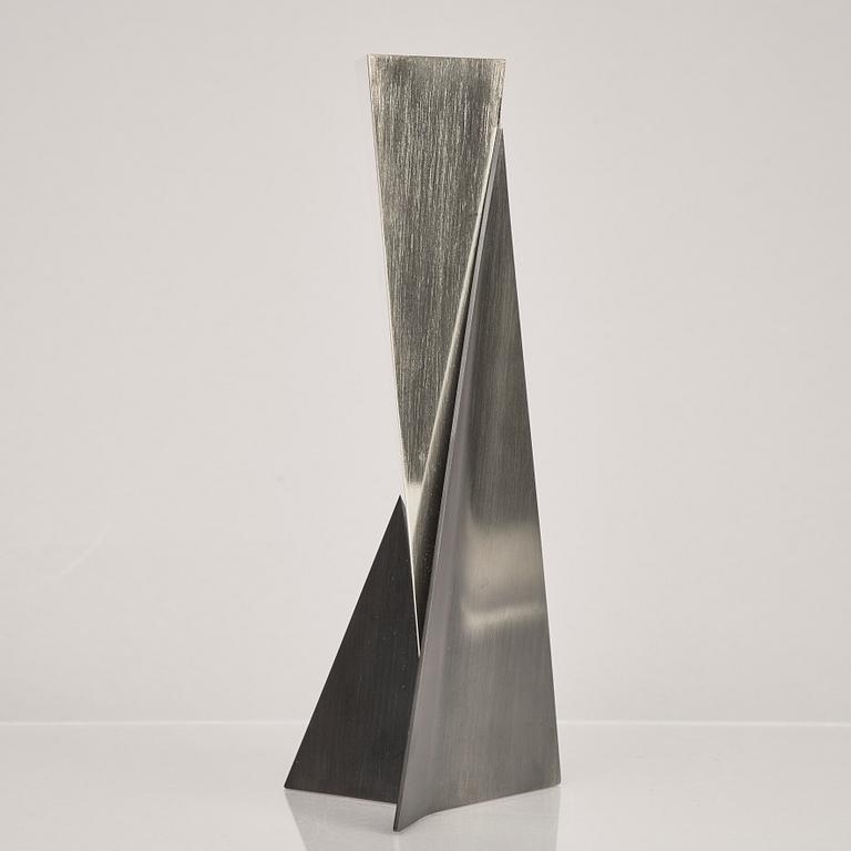 A sterling silver and blued steel vase, mark of Rolf Lindståhl,  Stockholm 1994.