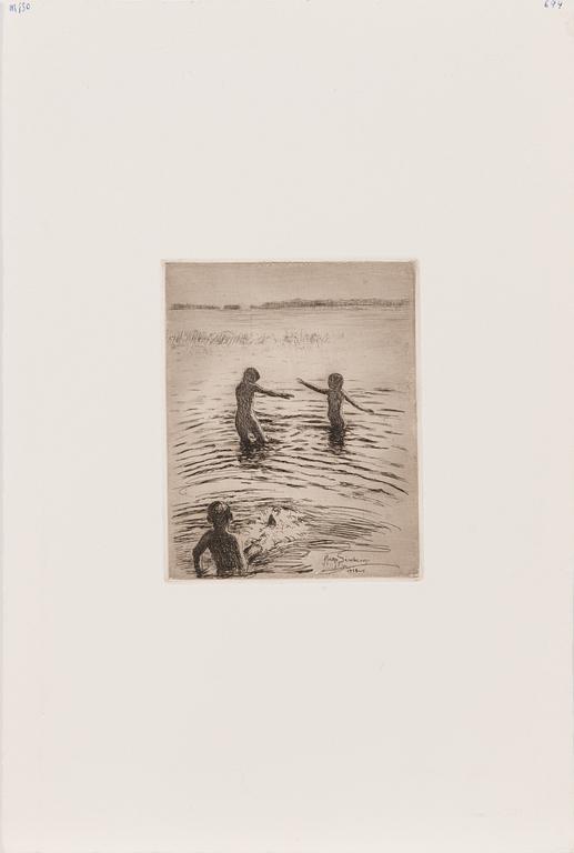 HUGO SIMBERG, viivasyövytys ja kuivaneula, laattasigneerattu ja merkattu "efter fotogr.1902".