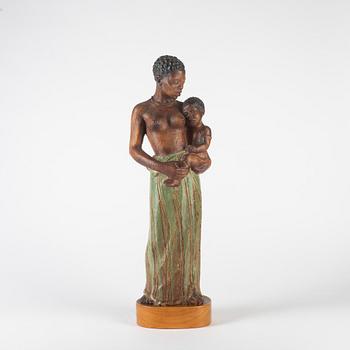Harald Salomon, skulptur, stengods,  "Kvinna och barn", Rörstrand,