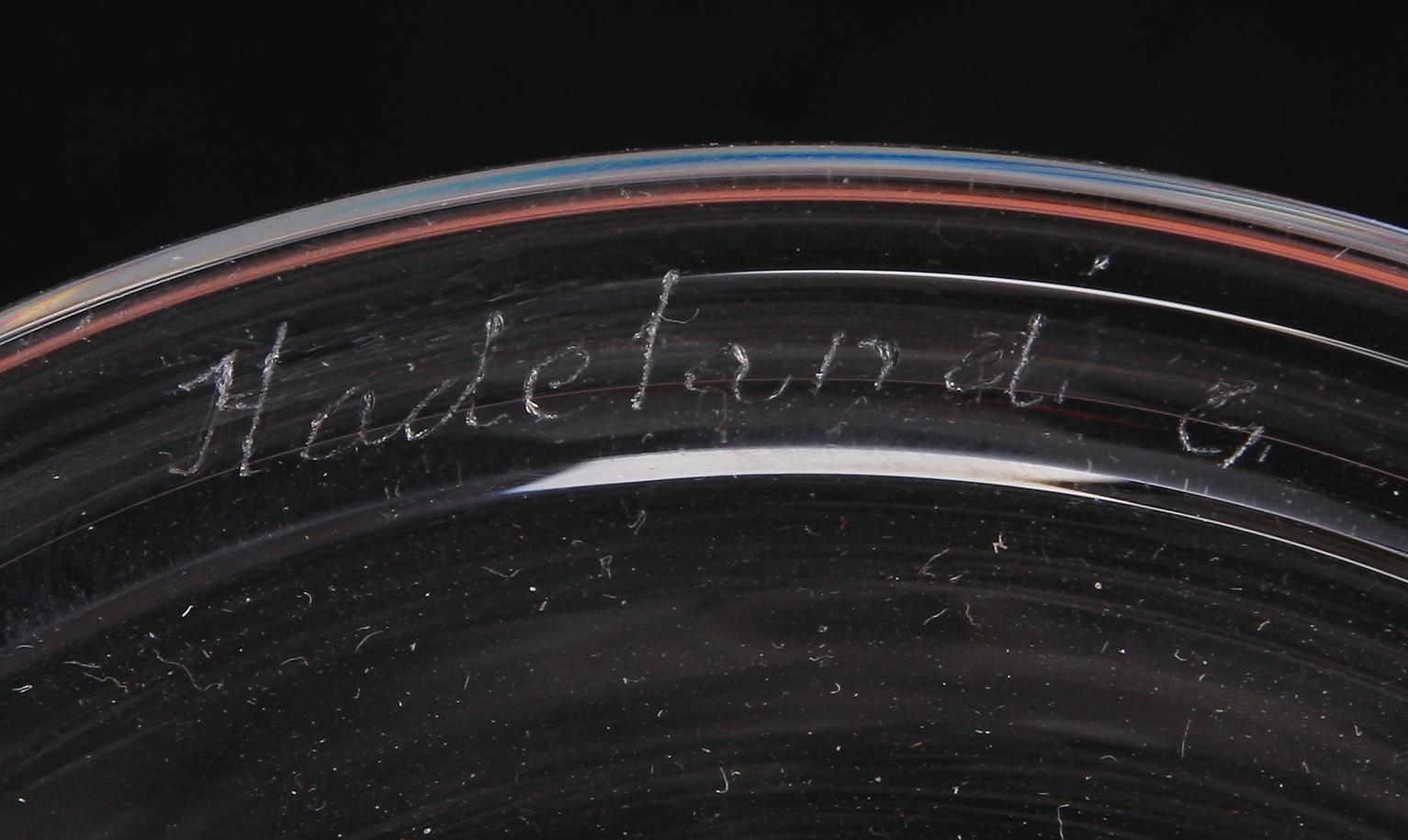 LOCKPOKAL, glas, märkt Hadeland G. Norge. 1900-tal.