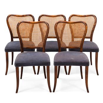 GUNNEL NYMAN, A set of five of 1940s chairs for Ab Boman Oy Finland.