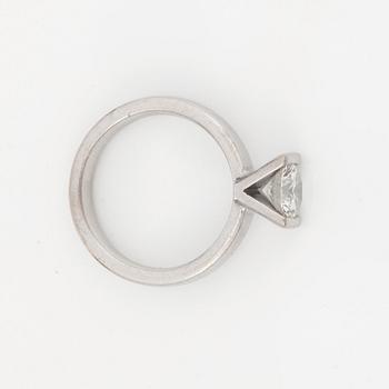 A brilliant-cut diamond ring, 1.36 cts and quality F-G/VS according to engraving.
