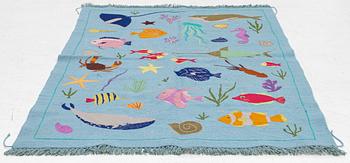Rug, hand-embroidered Kelim, c. 184 x 120 cm.
