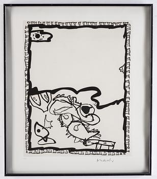 Pierre Alechinsky, etching and  linocut, 1989, signed 2/125.