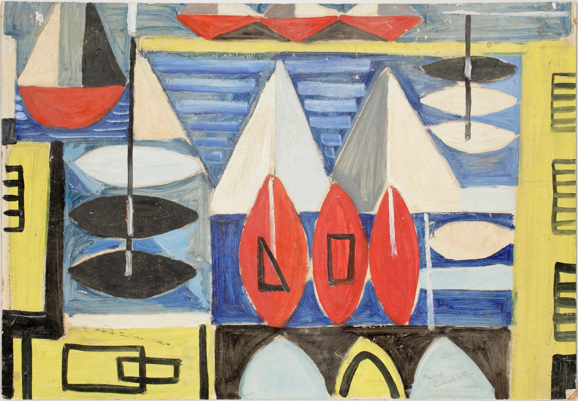 BENGT LINDSTRÖM, olja på papper, sign.