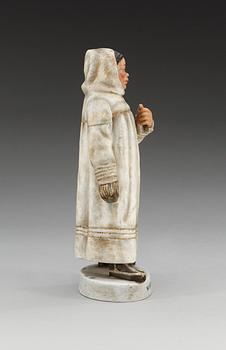 A Russian bisquit figure of a Samojed from Mezen, Gardner manufactory, late 19th Century.