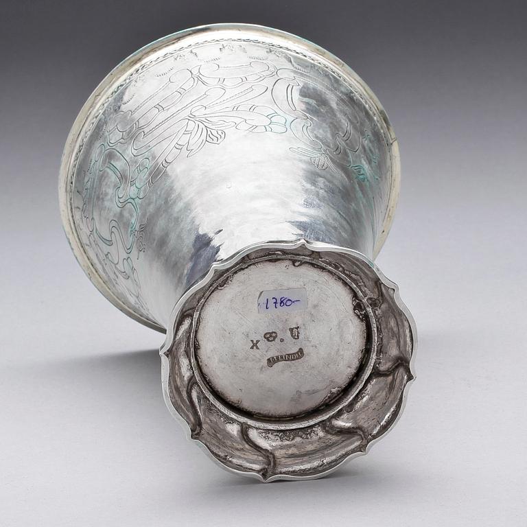 BÄGARE, silver, Magnus Lindh, Stockholm 1780. Vikt ca 380 gram.