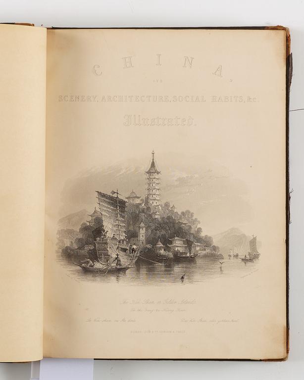 BOOKS, four volumes in two. L'empire Chinois. Illustré d'après des dessins pris sur les lieux. T. Allom and C. Pellé.