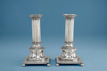 466. A PAIR OF CANDLESTICKS, silver, Carlman Stockholm 1903. Height 19 cm, weight  469 g.