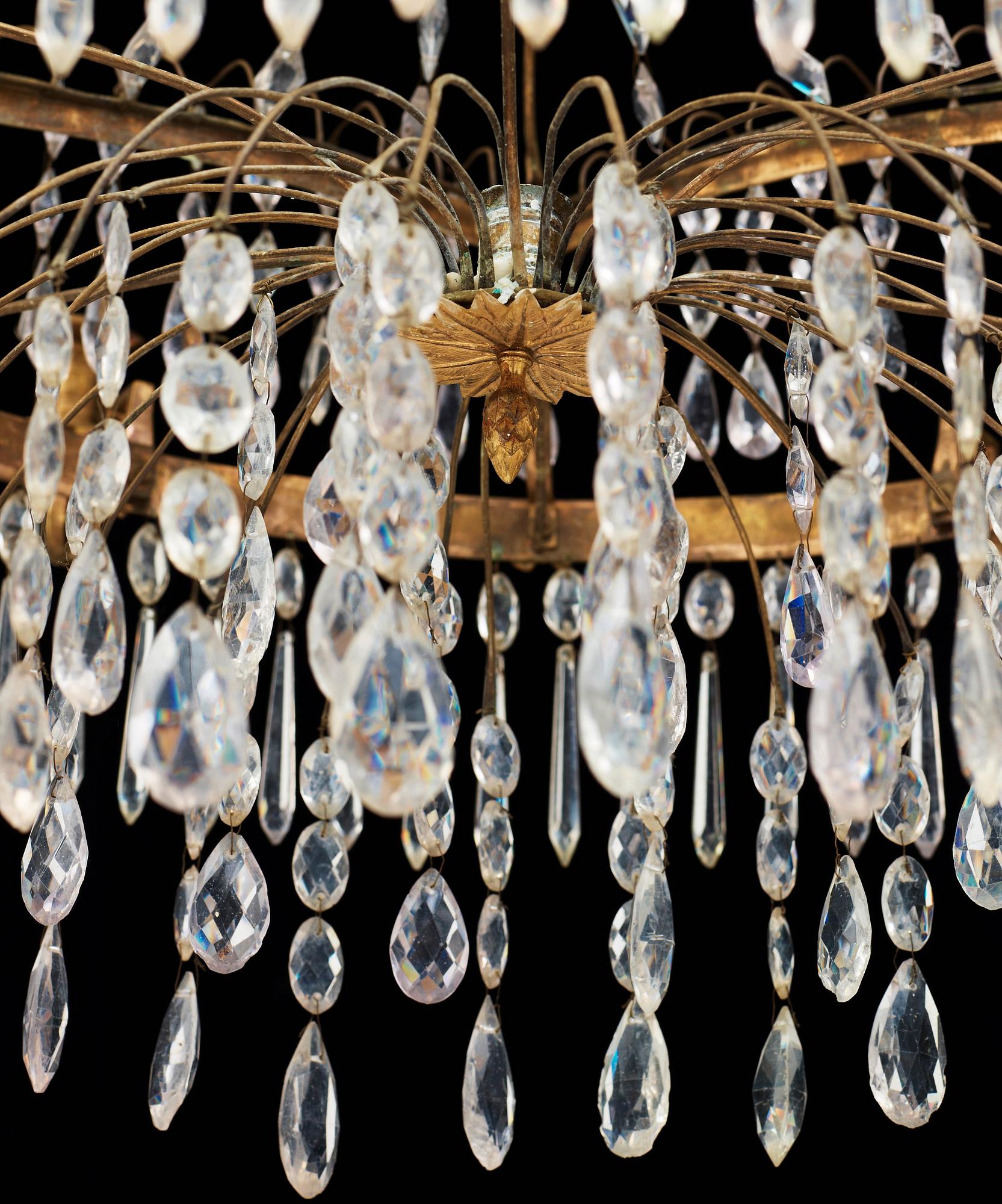 A late Gustavian circa 1800 seven-light chandelier.