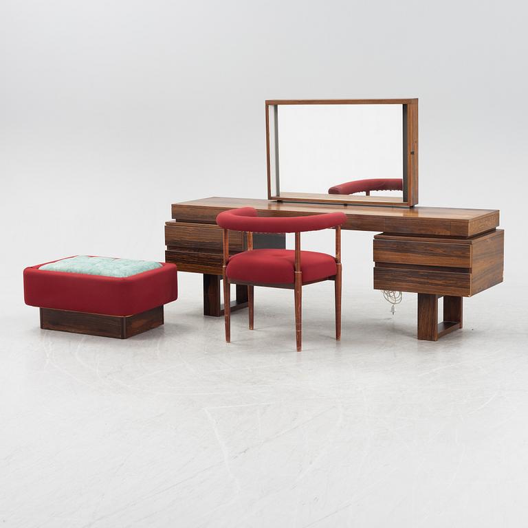 A rosewood veneered dressing table and ottoman, 1960's/70's.